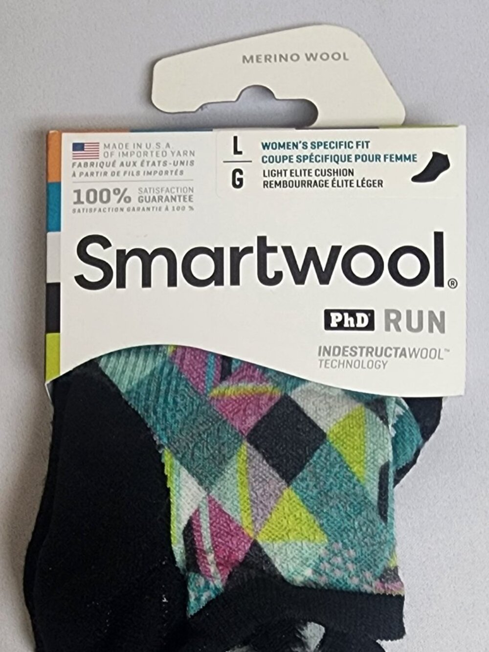 Smartwool Women's PhD Run Light Elite Print Socks - Glacial Blue - Large